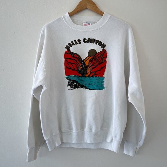 Hanes Other - Vtg 90s HELLS CANYON Outdoor Nature Park Pullover Graphic Sweatshirt Hanes Sz XL